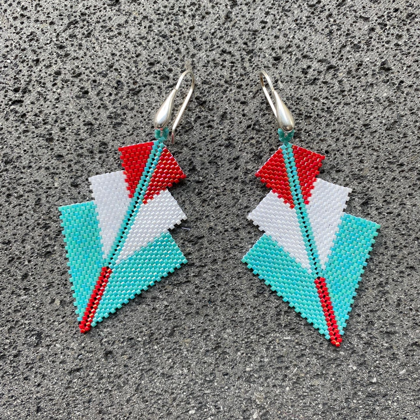 Aretes Danika Turquesa, Blanco y Rojo