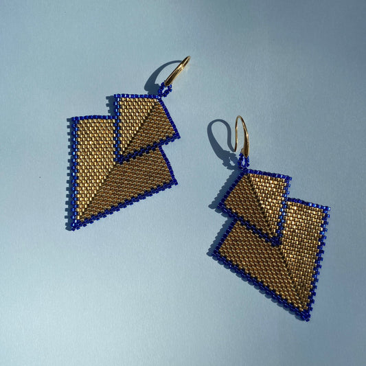 Aretes Atik Dorado y Azul o Plateado y Rojo