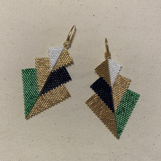 Aretes Danika Dorado y Verde Limón - Asimétrico