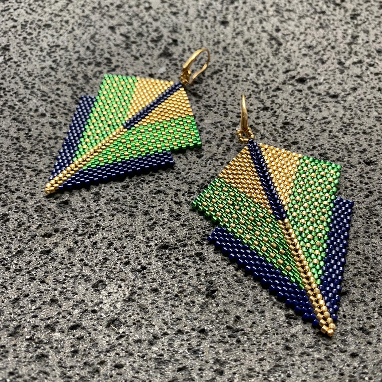Aretes Canopo Verde Limón y Azul Marino