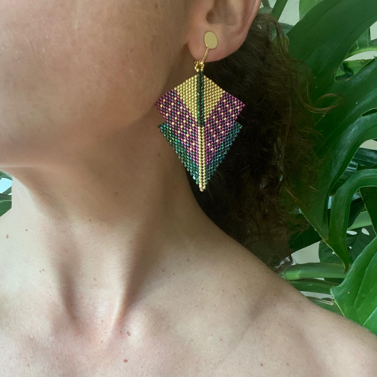 Aretes Canopo Morado y Verde