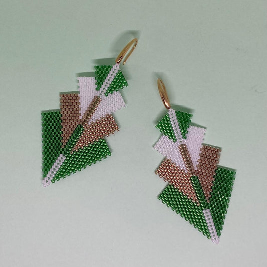 Aretes Rigel Verde Limón y Blanco