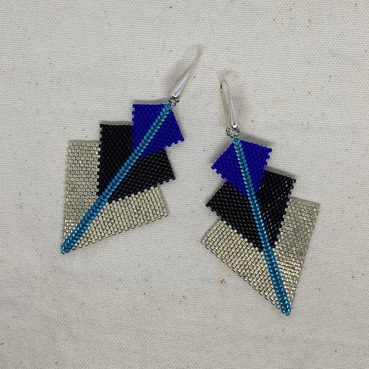Aretes Danika Plata, Azul y Negro