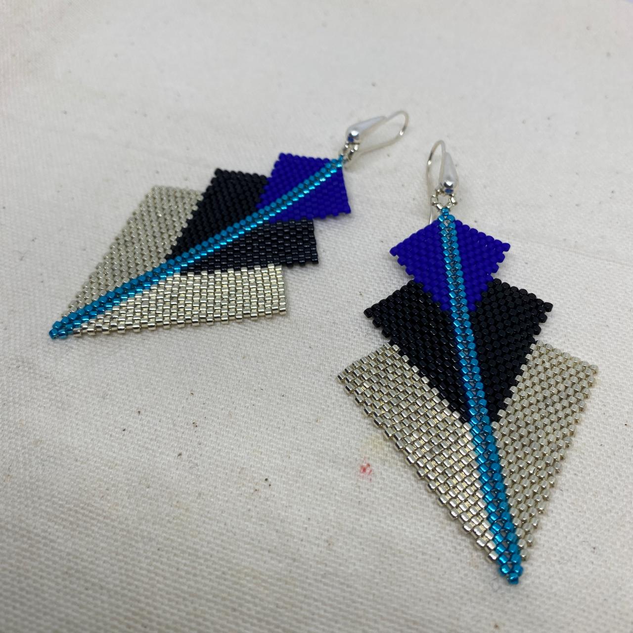 Aretes Danika Plata, Azul y Negro