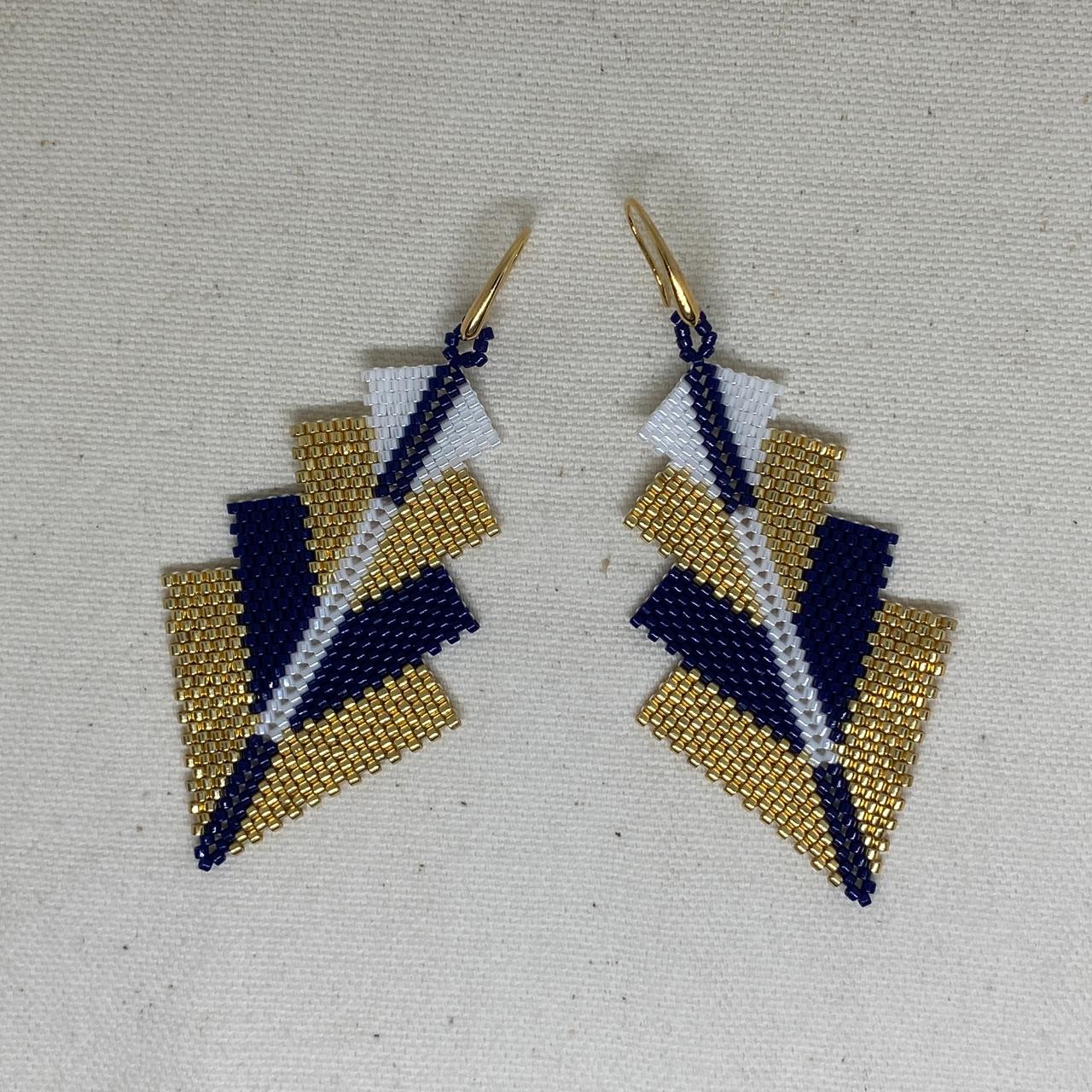 Aretes Rigel Azul Marino y Dorado