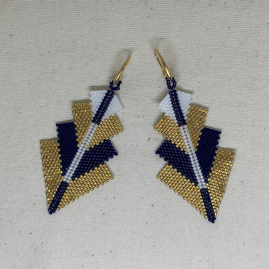 Aretes Rigel Azul Marino y Dorado