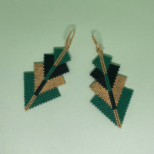 Aretes Rigel Verde Esmeralda y Negro