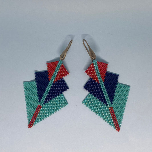 Aretes Danika Turquesa, Azul Marino y Rojo