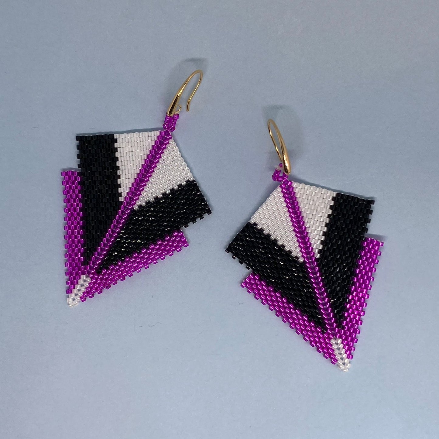 Aretes Canopo Fushia, Negro y Blanco