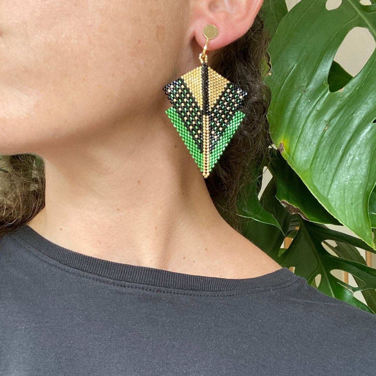 Aretes Canopo Verde Limón y Negro