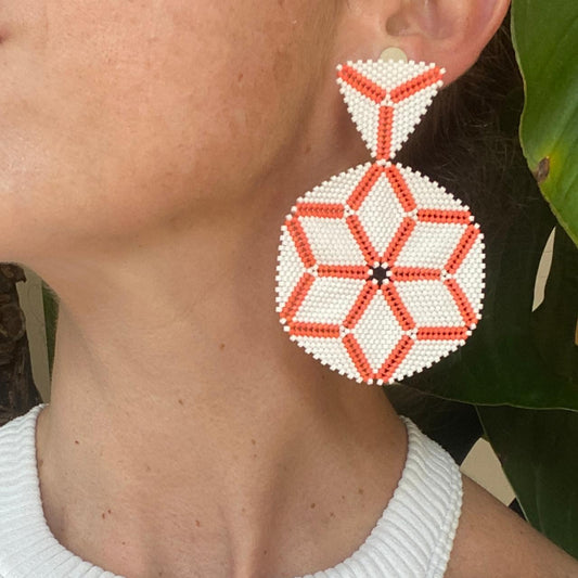 Aretes Altair III Blanco y Rosa Coral