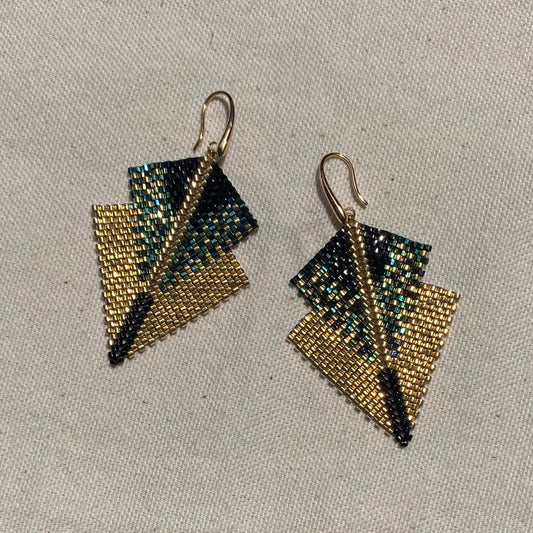 Aretes Centauri Dorado y Verde