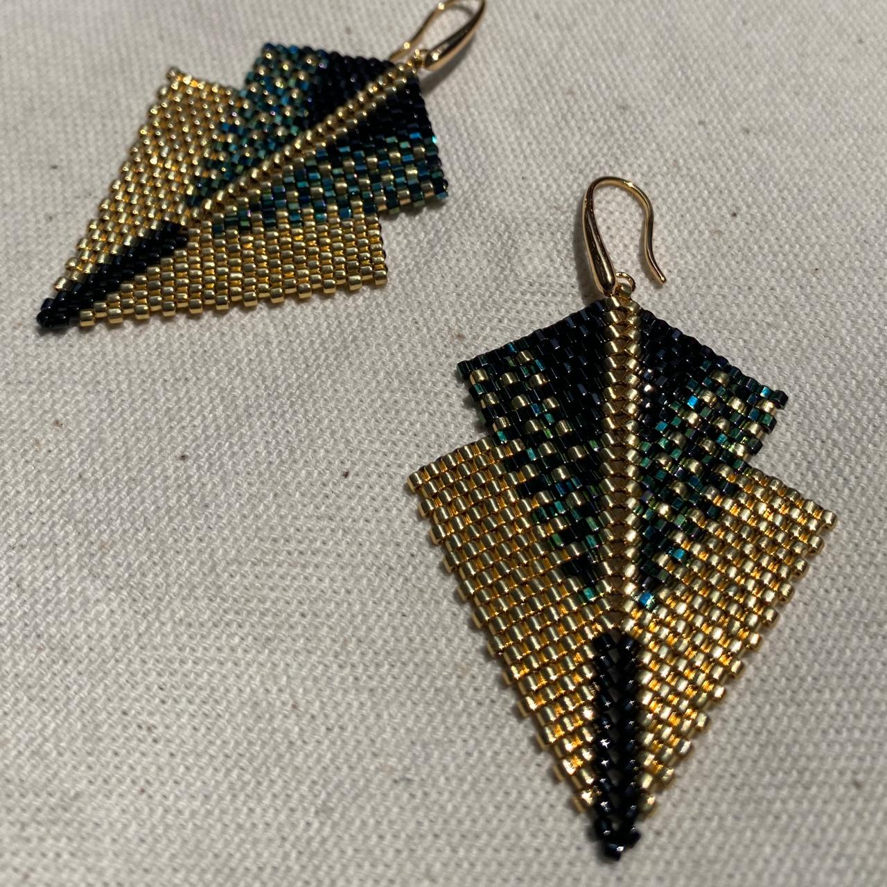 Aretes Centauri Dorado y Verde