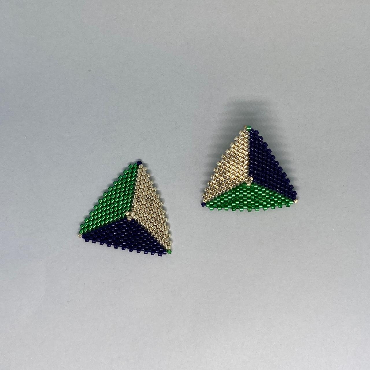 Aretes Triángulos Verde Limón y Azul Marino