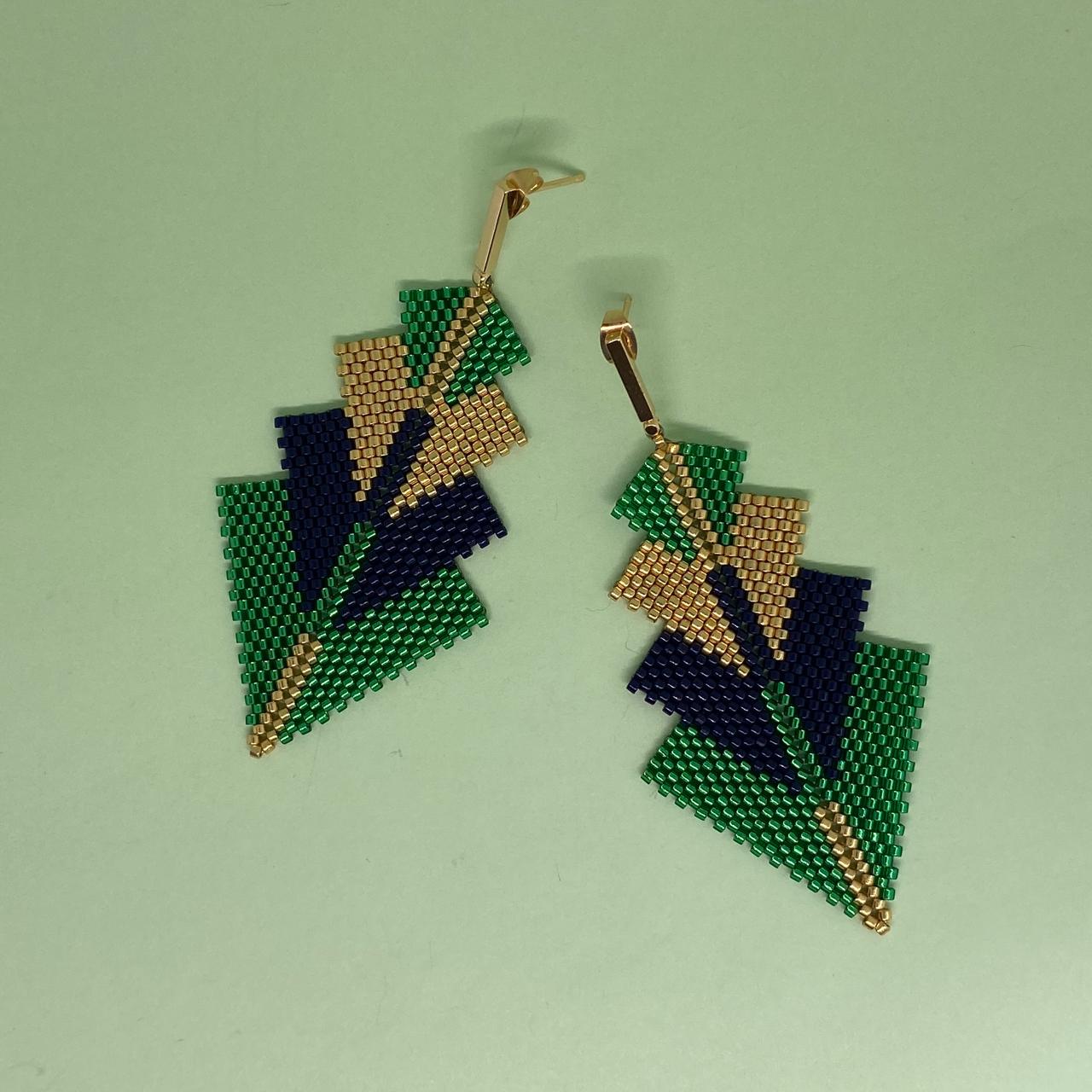 Aretes Rigel Verde Limón y Azul Marino
