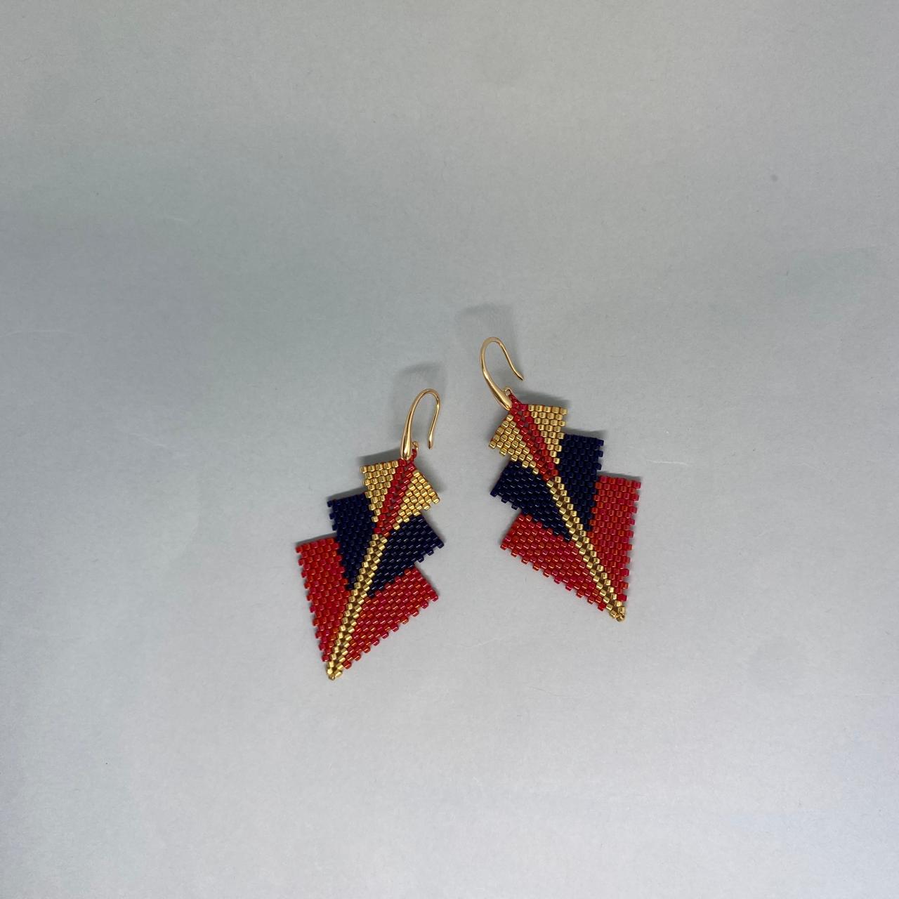 Aretes Mini Rigel Rojo y Azul Marino