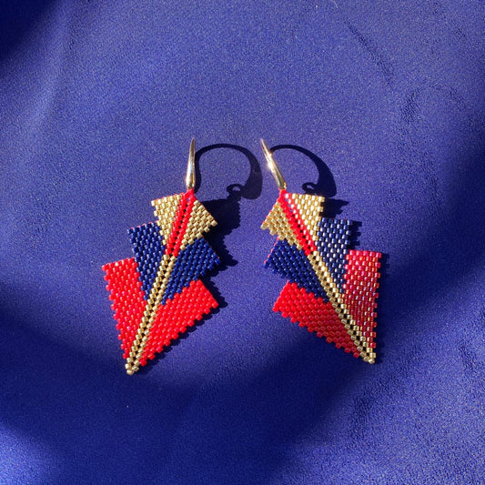 Aretes Mini Rigel Rojo y Azul Marino