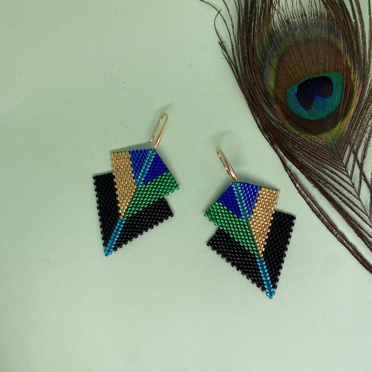 Aretes Centauri Pavo Real Negro