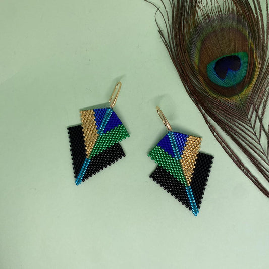 Aretes Centauri Pavo Real Negro