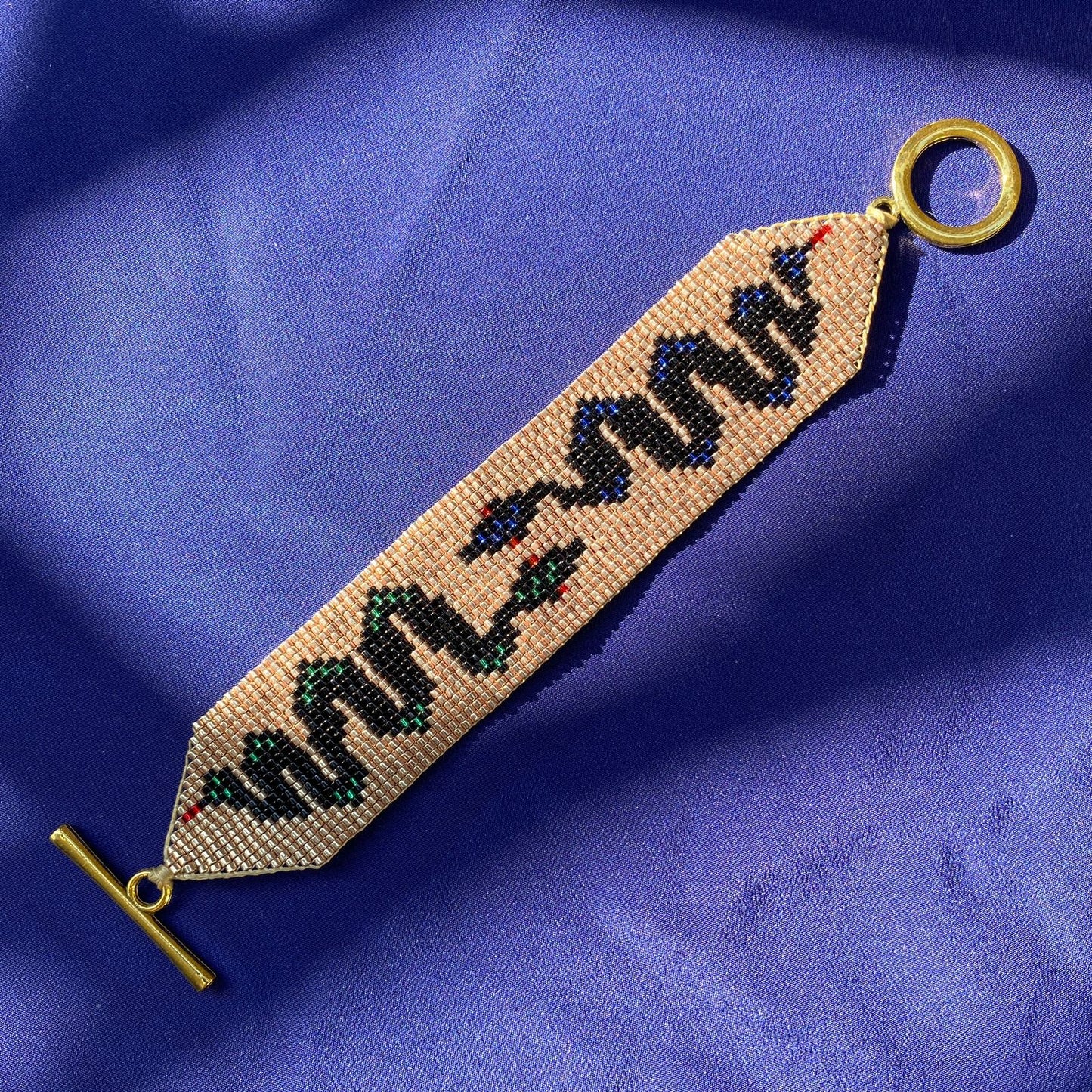 Pulsera Serpiente Dorado, Verde y Azul