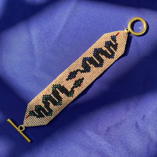 Pulsera Serpiente Dorado, Verde y Azul