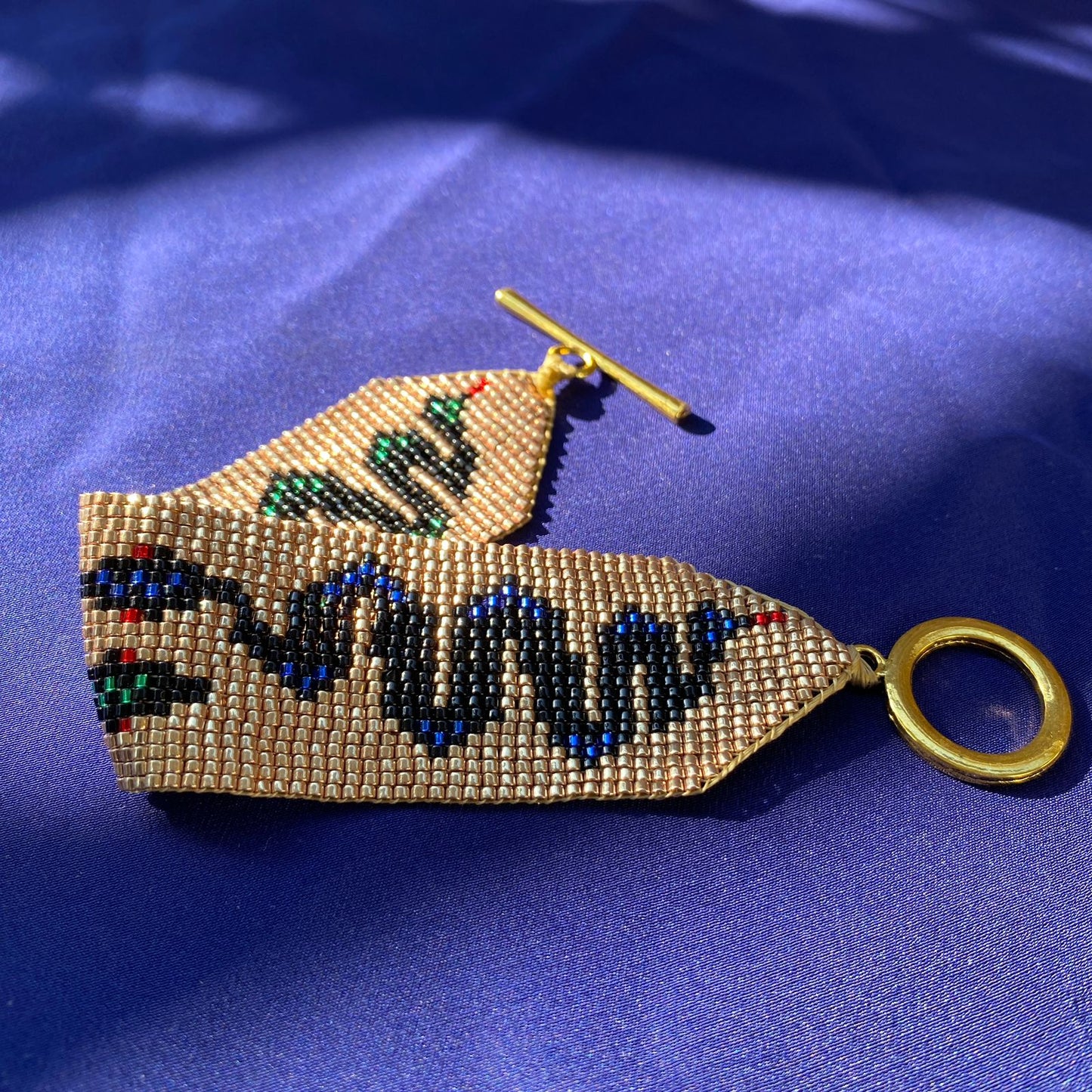Pulsera Serpiente Dorado, Verde y Azul