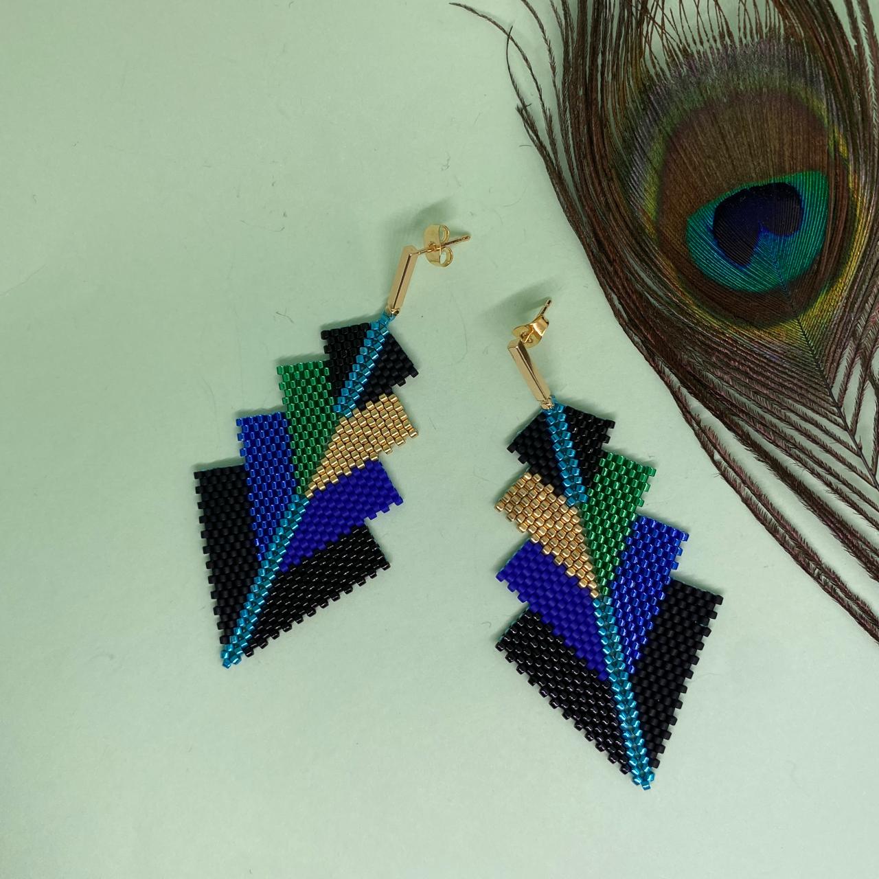 Aretes Rigel Pavo Real Negro