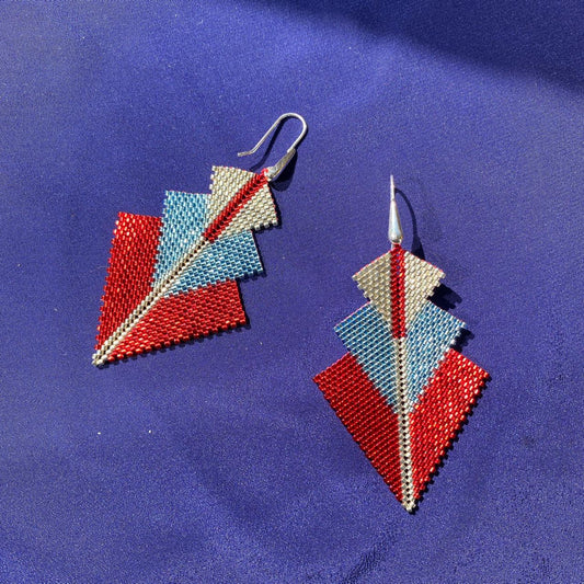 Aretes Danika Rojo y Azul Claro