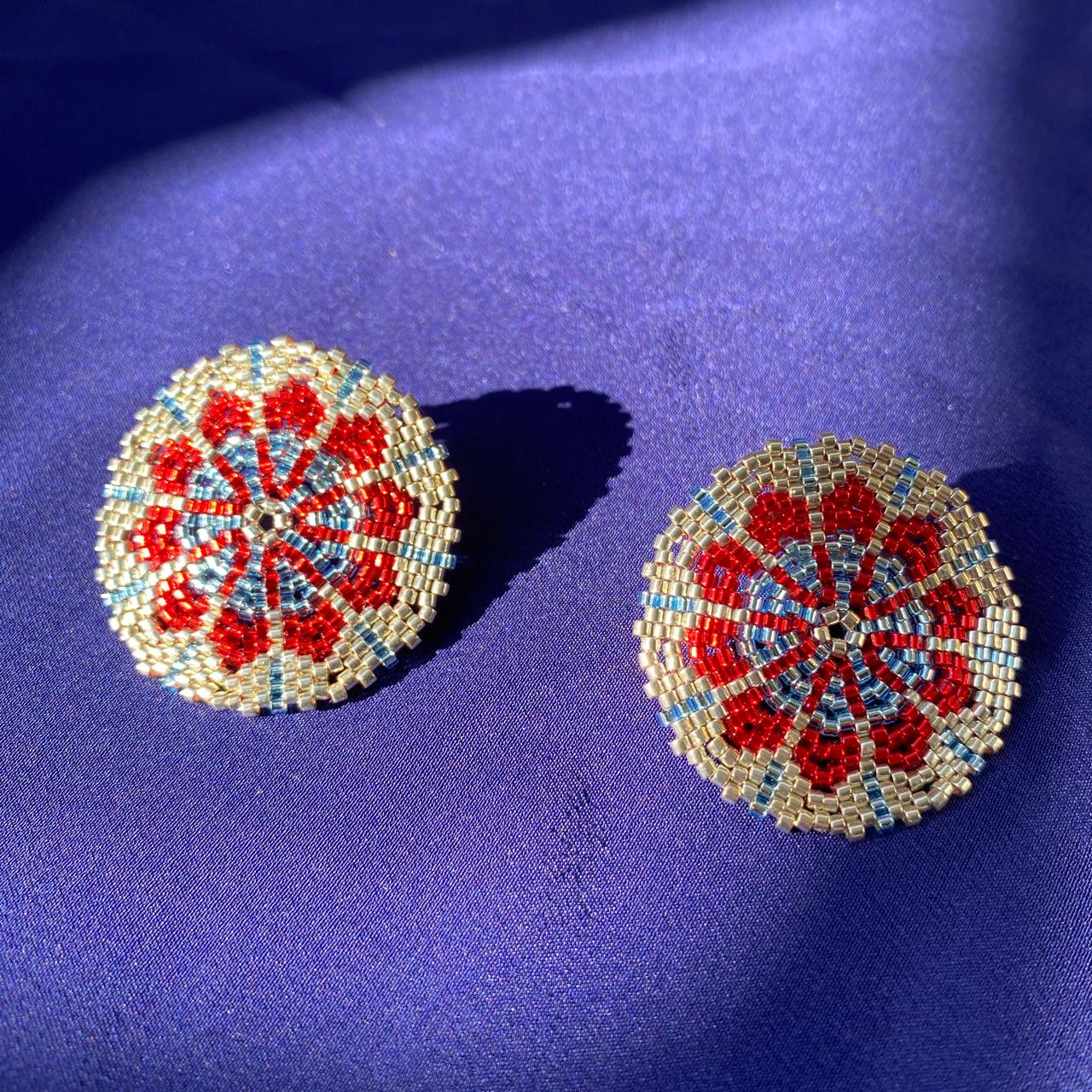 Aretes Juno Rojo y Azul Claro