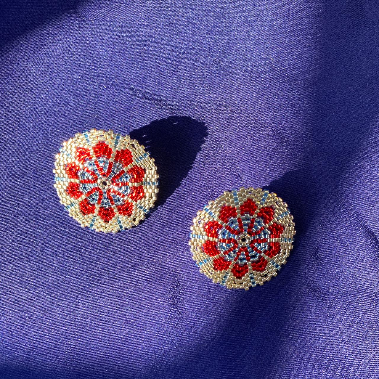 Aretes Juno Rojo y Azul Claro