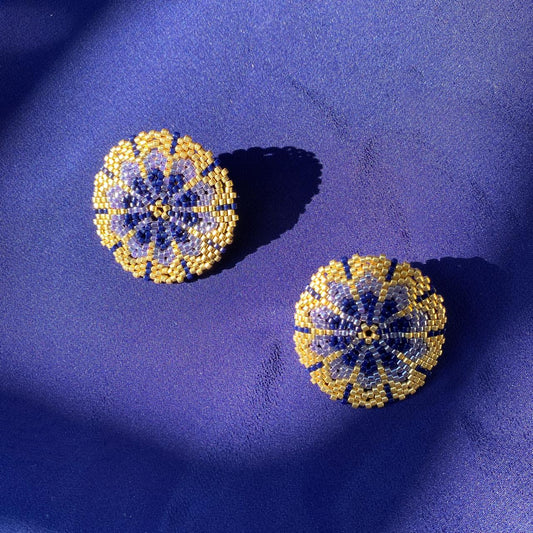 Aretes Juno Morado y Azul Marino
