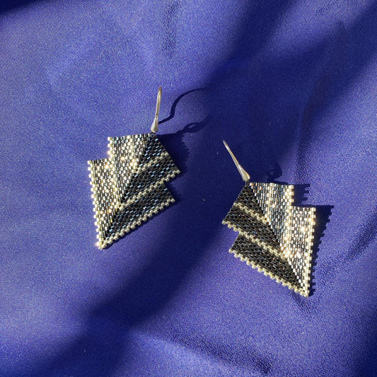 Aretes Centauri Gris Eléctrico y Plateado