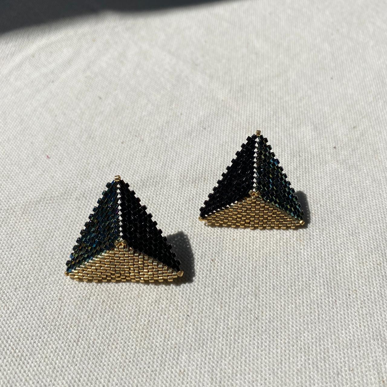 Aretes Triángulos Verde y Negro