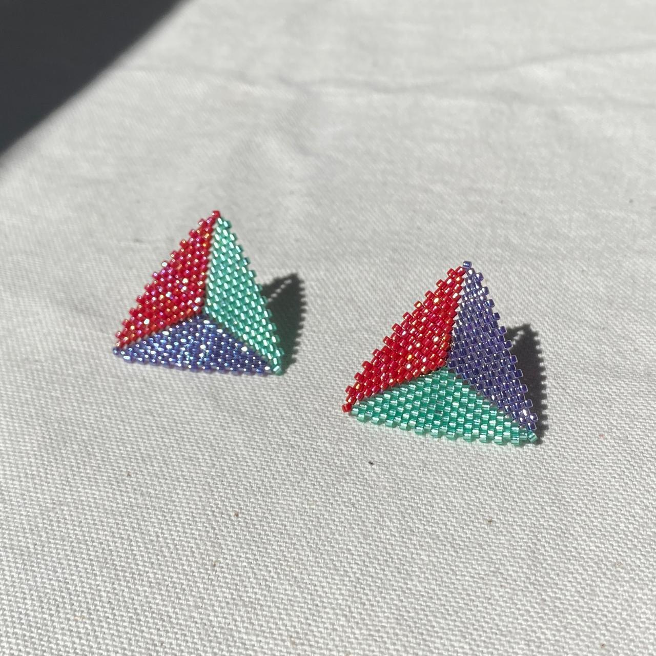Aretes Triángulos Rojo, Morado y Verde