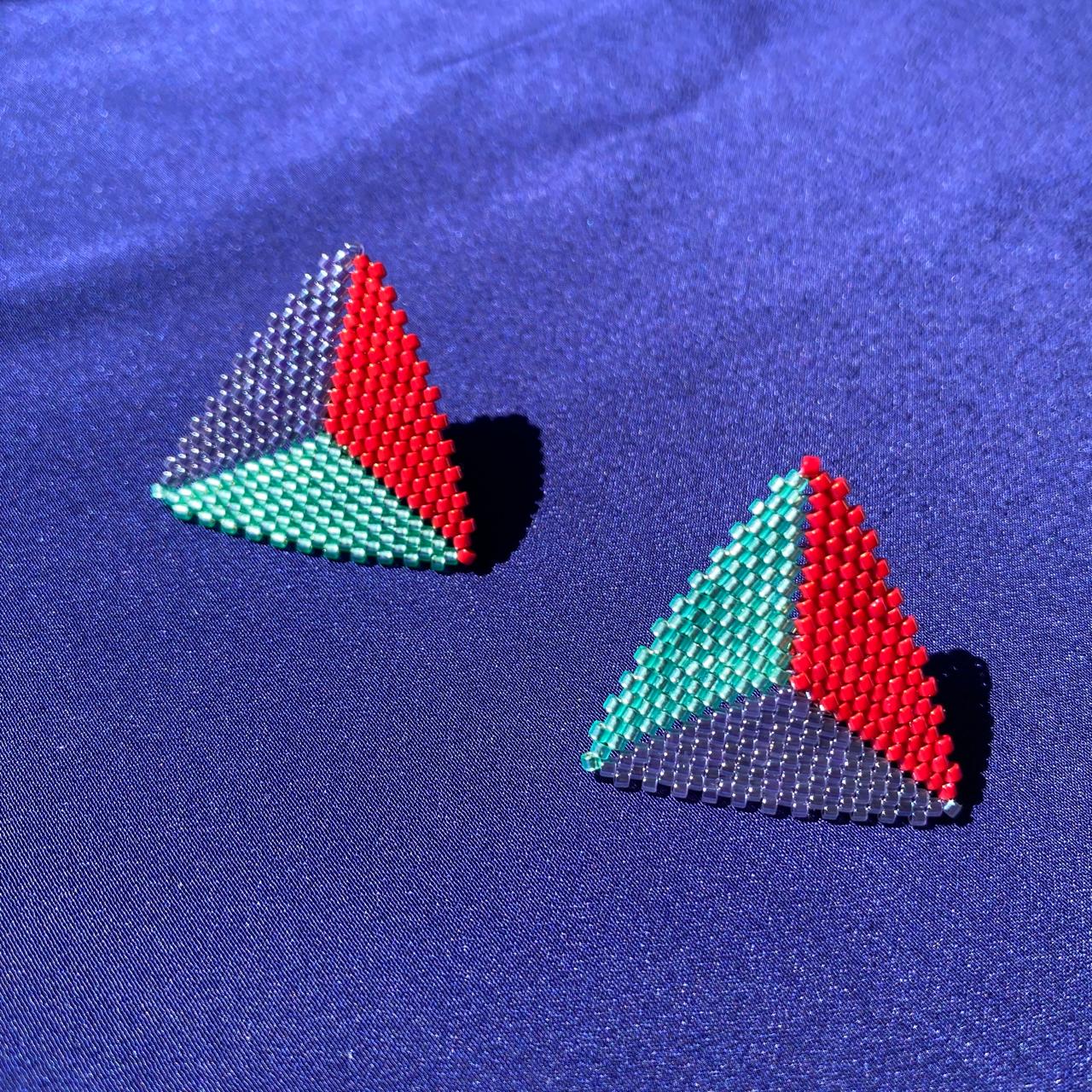 Aretes Triángulos Rojo, Morado y Verde