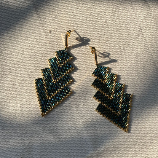 Aretes Rigel Verde y Dorado