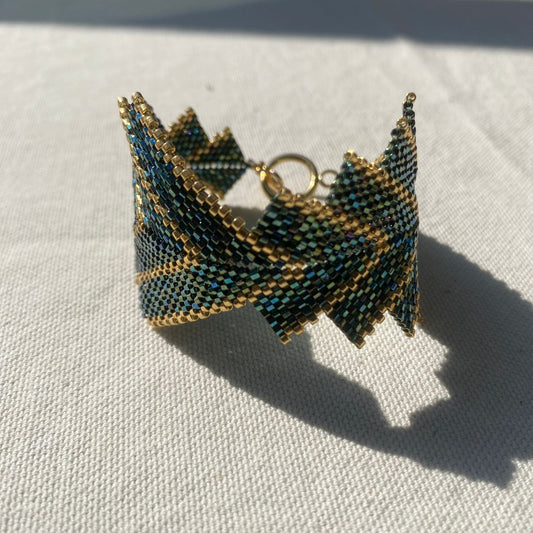 Pulsera Capella Verde y Dorado