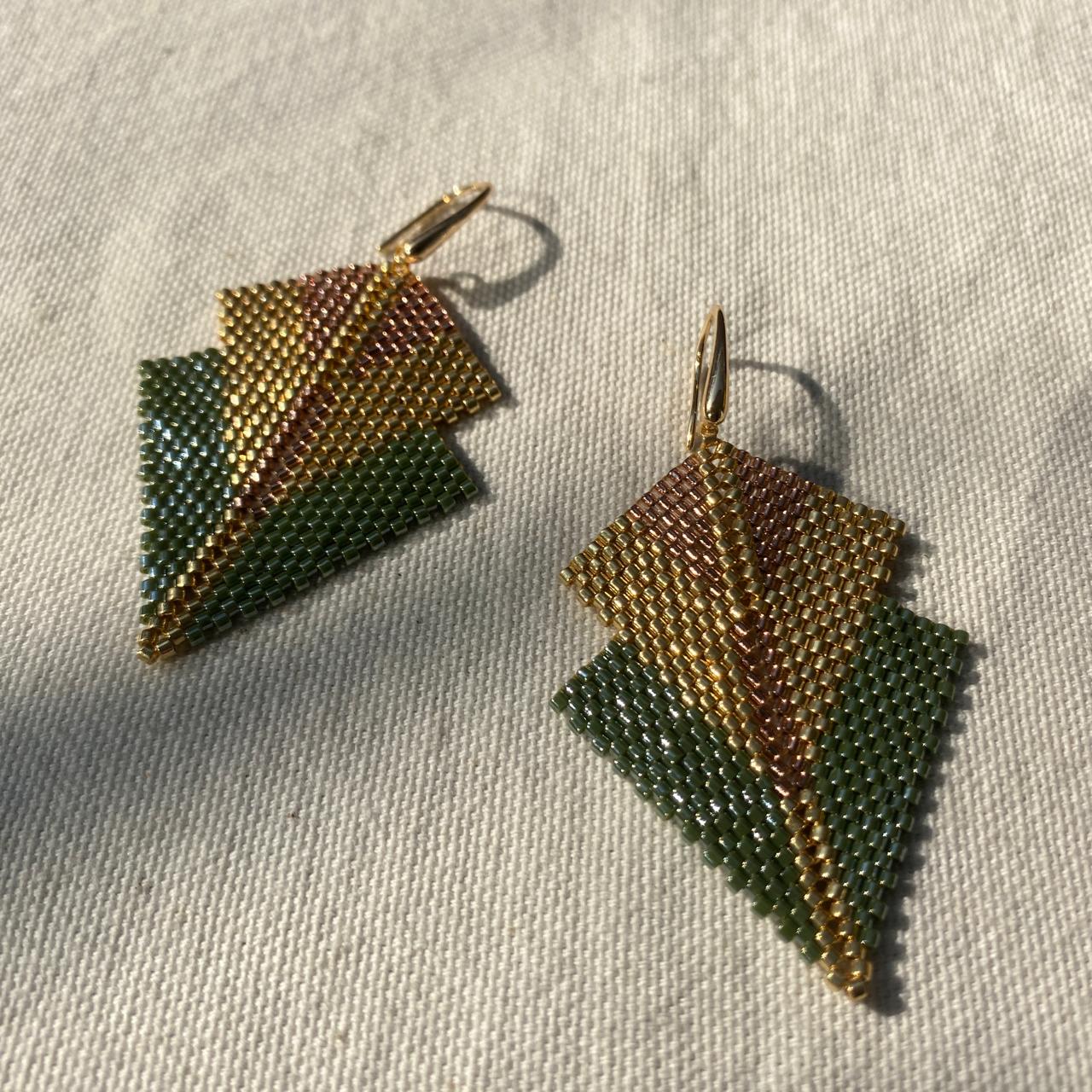 Aretes Centauri Verde, Cobre y Dorado