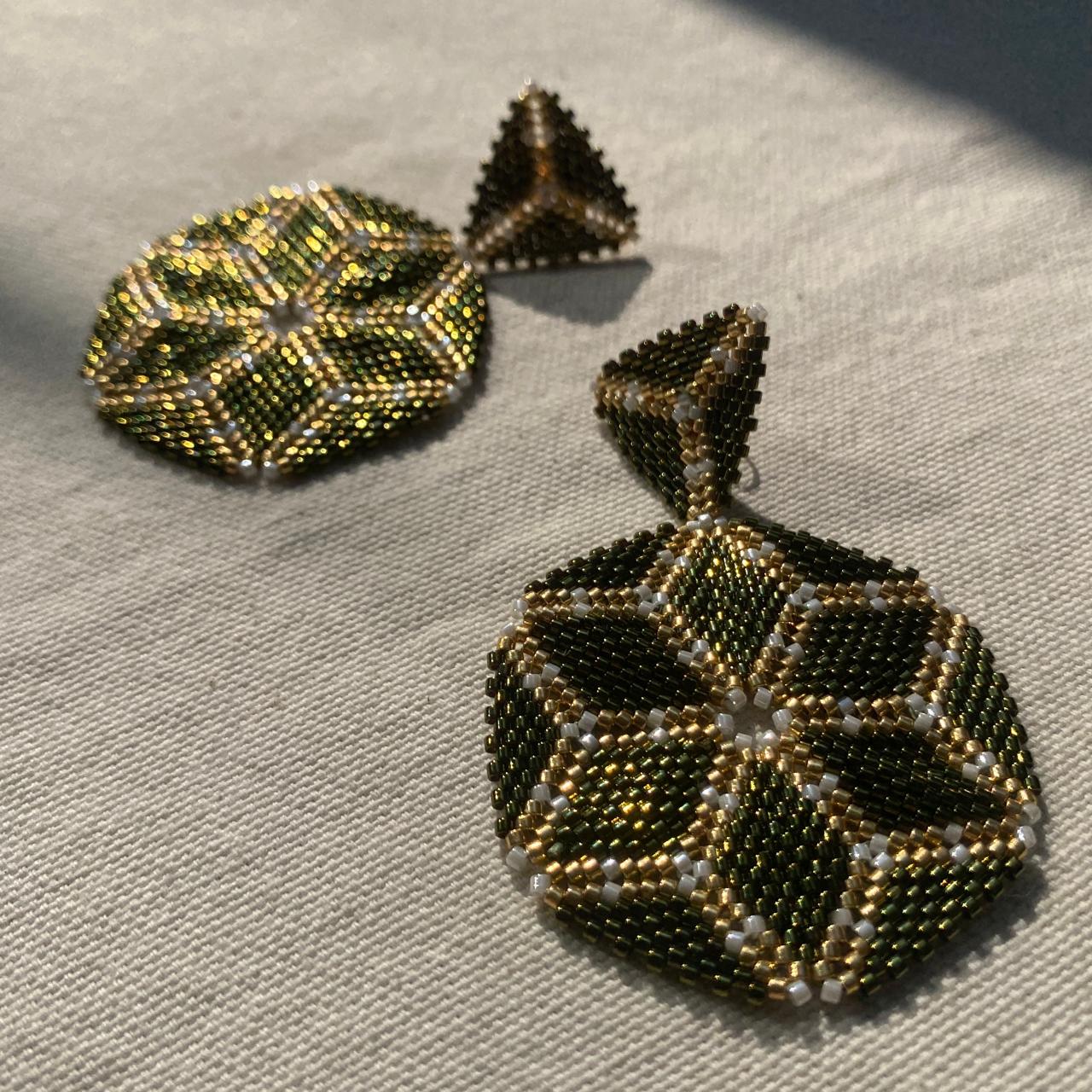 Aretes Altair II Verde y Dorado