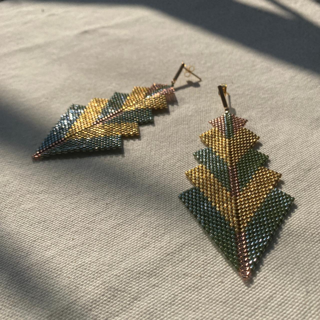 Aretes Capella Verde Claro, Cobre y Dorado
