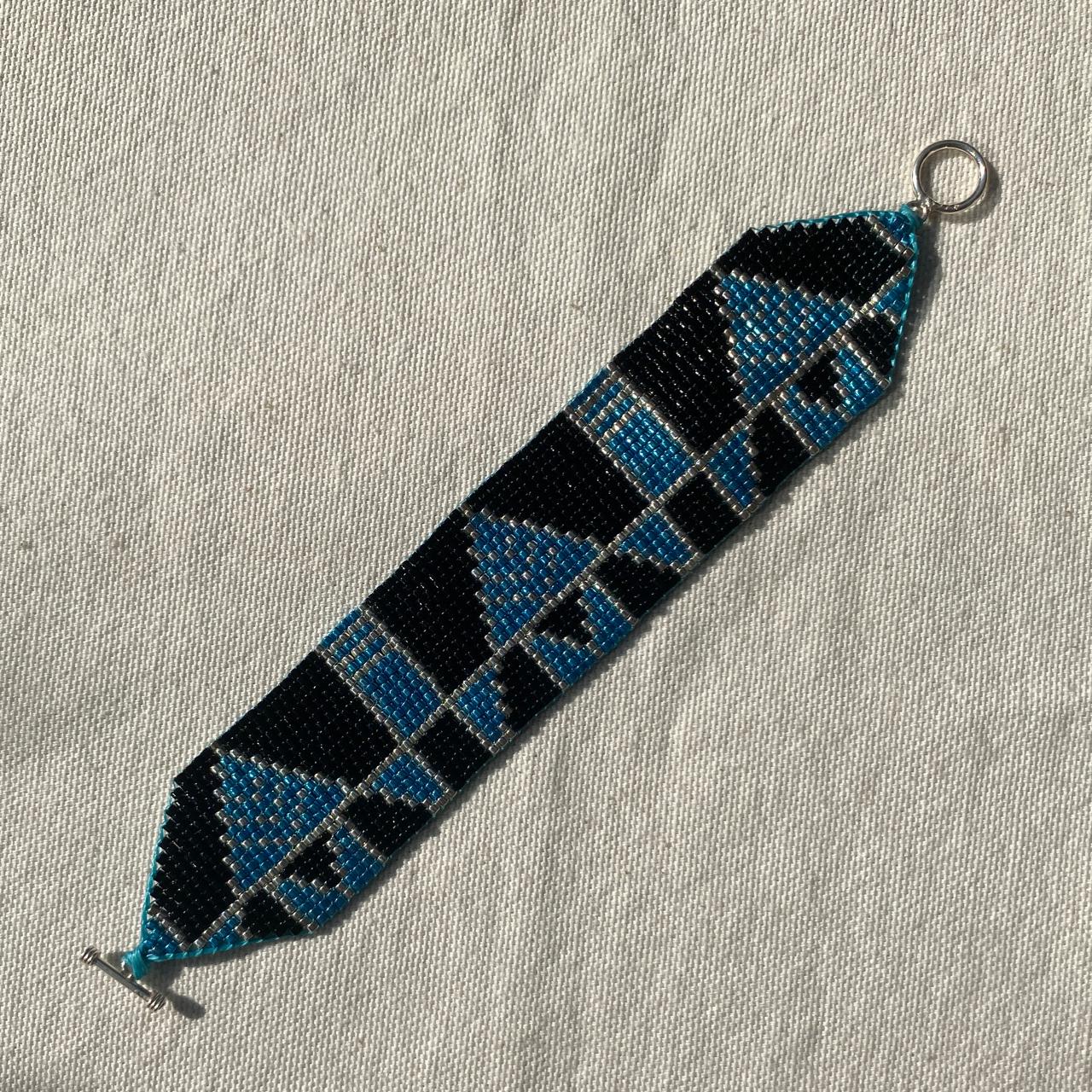 Pulsera Art Déco Azul, Negro y Plateado