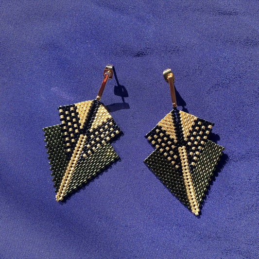 Aretes Centauri Verde y Dorado