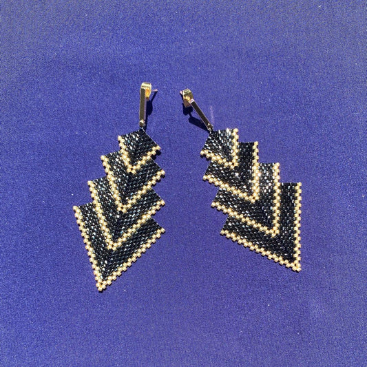 Aretes Rigel Negro y Dorado