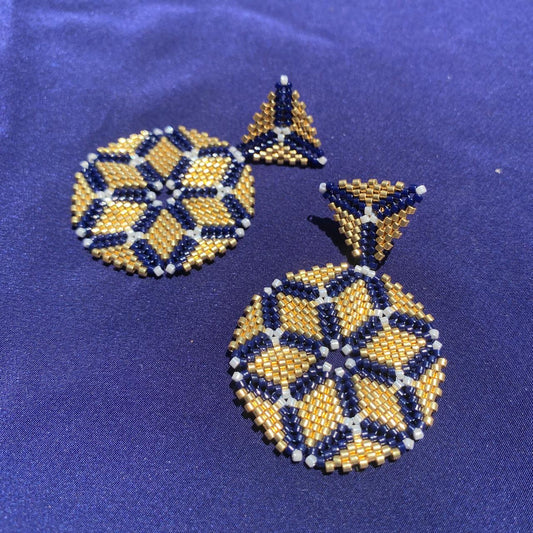 Aretes Altair I Dorado, Azul Marino y Blanco