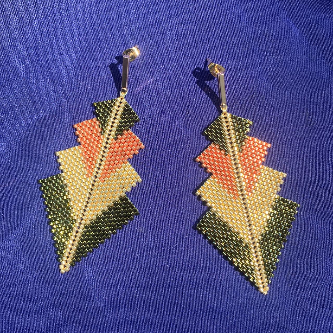 Aretes Rigel Verde, Cobre y Dorado