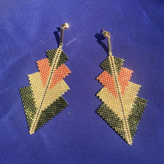 Aretes Rigel Verde, Cobre y Dorado