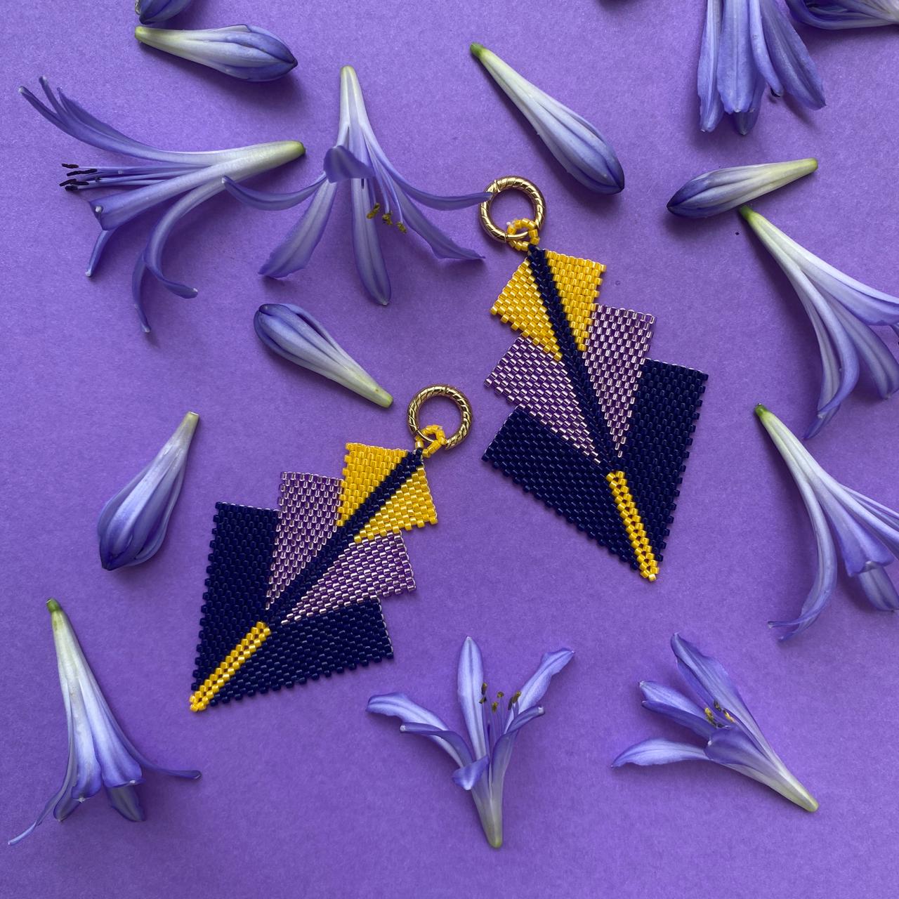 Aretes Danika Azul Marino y Amarillo