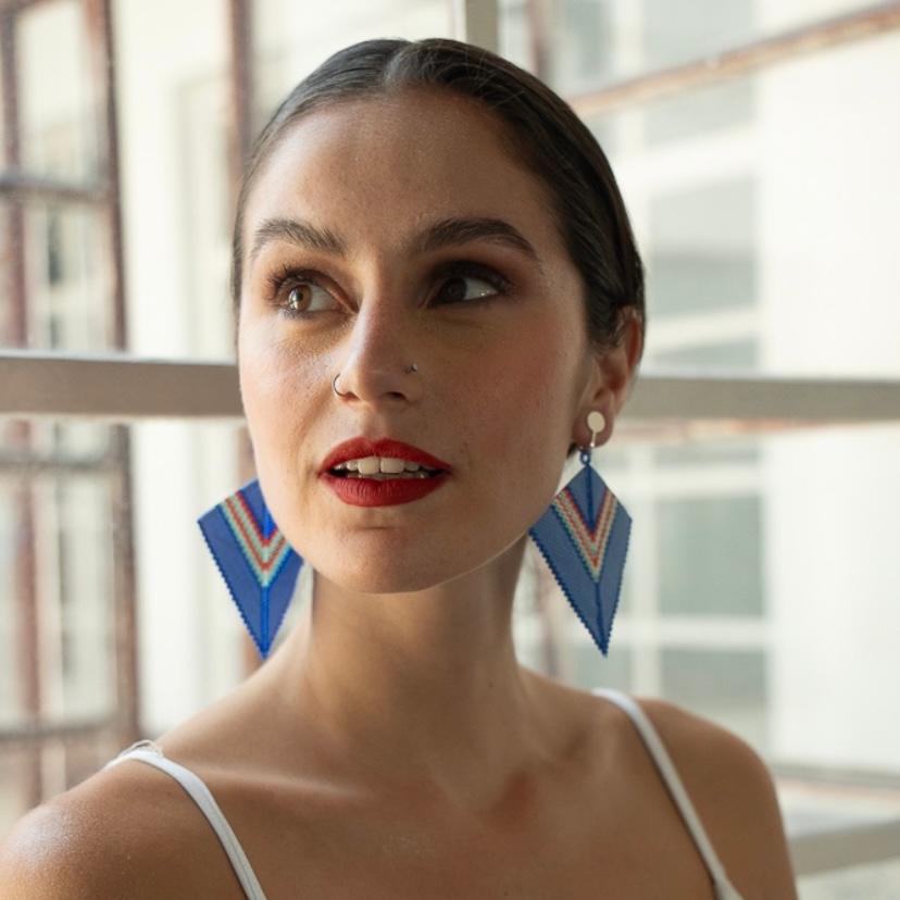 Aretes Penacho Azul Claro