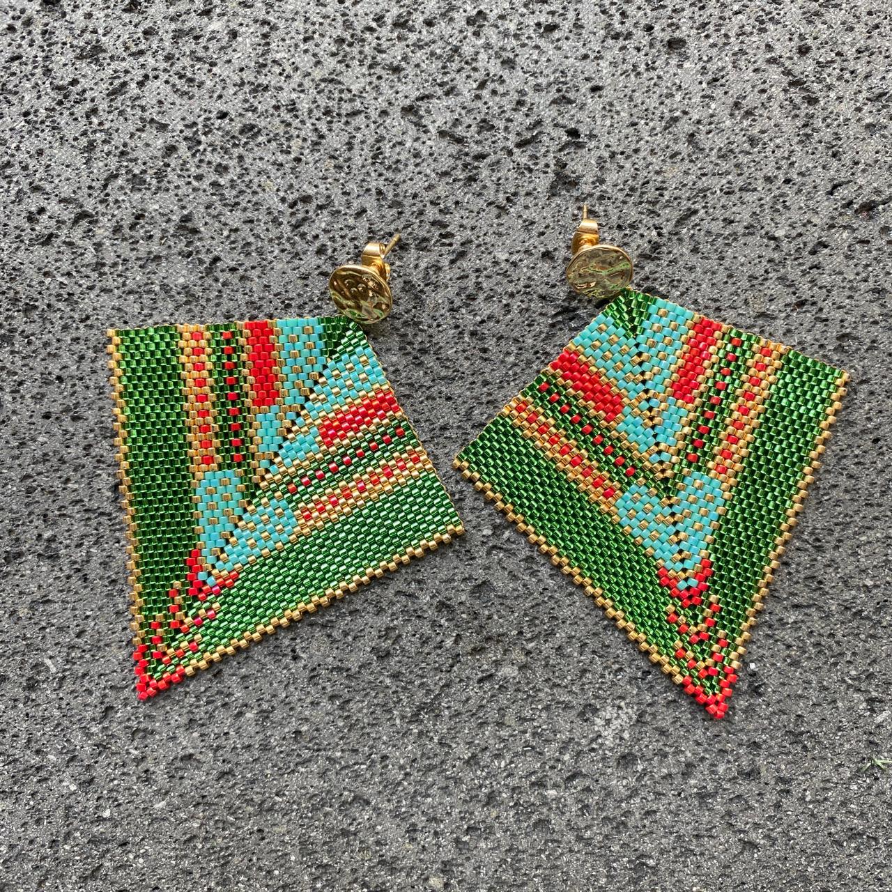 Aretes Penacho Verde