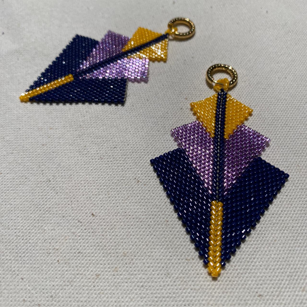 Aretes Danika Azul Marino y Amarillo